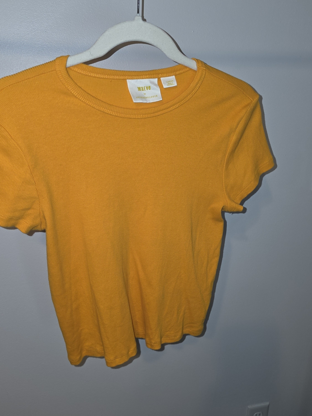 Anthropologie Maeve Short Sleeve Tee - Mustard Yellow
